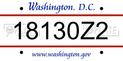 18130Z2 District Of Columbia License Plate