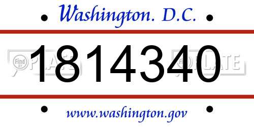 1814340 District Of Columbia License Plate
