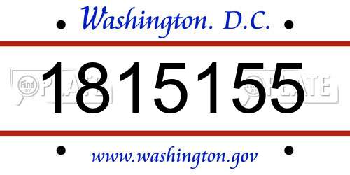 1815155 District Of Columbia License Plate