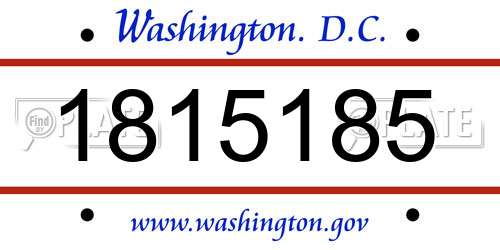 1815185 District Of Columbia License Plate