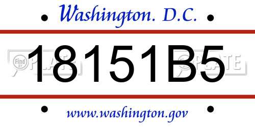 18151B5 District Of Columbia License Plate