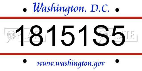 18151S5 District Of Columbia License Plate