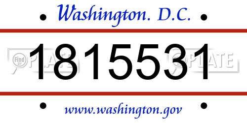 1815531 District Of Columbia License Plate