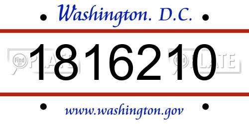 1816210 District Of Columbia License Plate