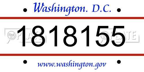 1818155 District Of Columbia License Plate
