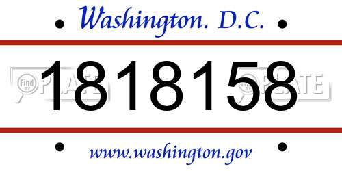 1818158 District Of Columbia License Plate