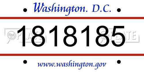 1818185 District Of Columbia License Plate