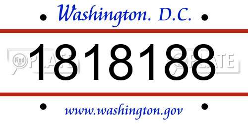 1818188 District Of Columbia License Plate