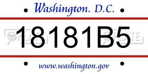 18181B5 District Of Columbia License Plate