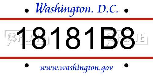 18181B8 District Of Columbia License Plate