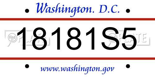 18181S5 District Of Columbia License Plate