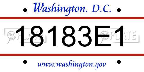 18183E1 District Of Columbia License Plate
