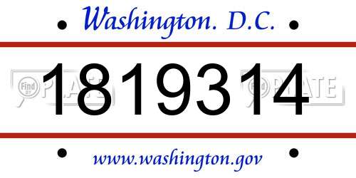 1819314 District Of Columbia License Plate