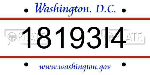 18193I4 District Of Columbia License Plate