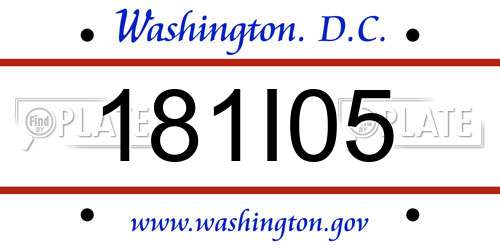 181I05 District Of Columbia License Plate