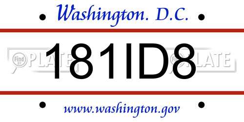 181ID8 District Of Columbia License Plate