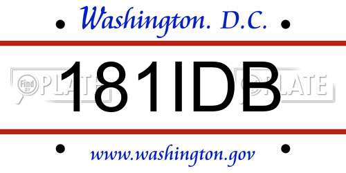 181IDB District Of Columbia License Plate