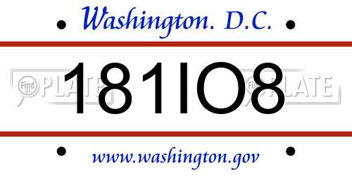 181IO8 District Of Columbia License Plate
