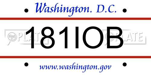 181IOB District Of Columbia License Plate