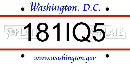 181IQ5 District Of Columbia License Plate