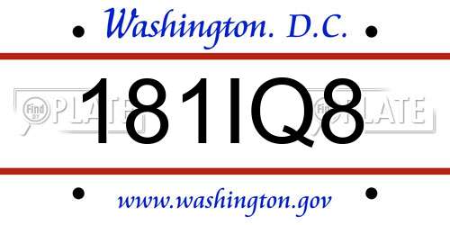 181IQ8 District Of Columbia License Plate