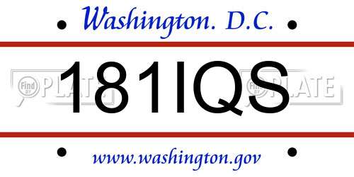 181IQS District Of Columbia License Plate