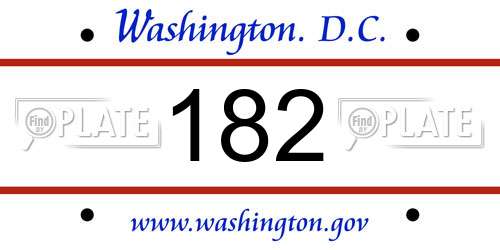 182 District Of Columbia License Plate