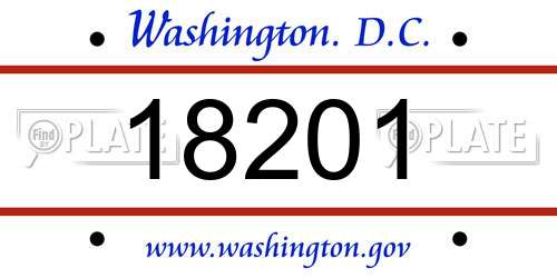18201 District Of Columbia License Plate