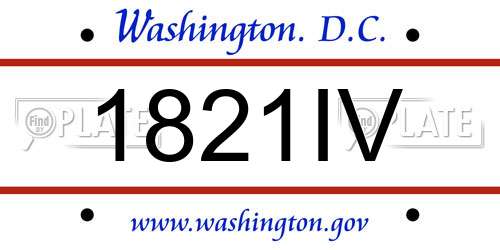 1821IV District Of Columbia License Plate
