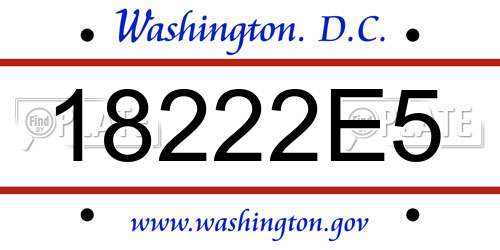18222E5 District Of Columbia License Plate