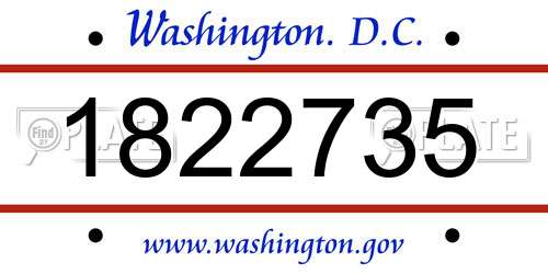 1822735 District Of Columbia License Plate