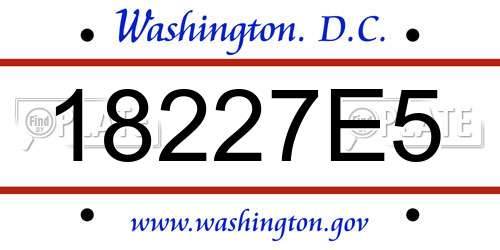 18227E5 District Of Columbia License Plate