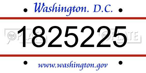 1825225 District Of Columbia License Plate