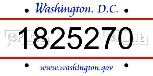 1825270 District Of Columbia License Plate