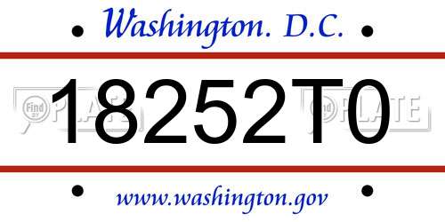 18252T0 District Of Columbia License Plate