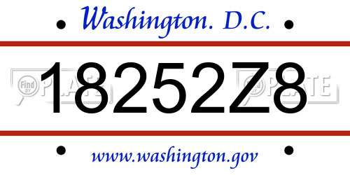 18252Z8 District Of Columbia License Plate