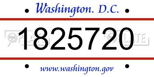 1825720 District Of Columbia License Plate