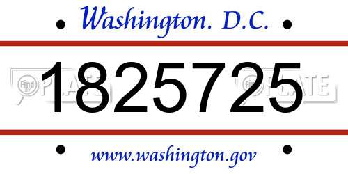 1825725 District Of Columbia License Plate