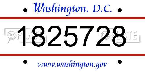 1825728 District Of Columbia License Plate
