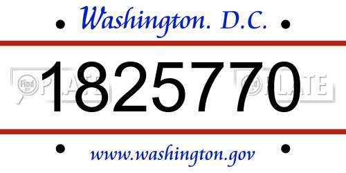 1825770 District Of Columbia License Plate