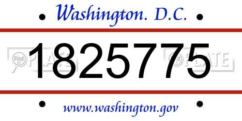 1825775 District Of Columbia License Plate