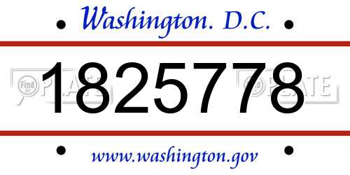 1825778 District Of Columbia License Plate