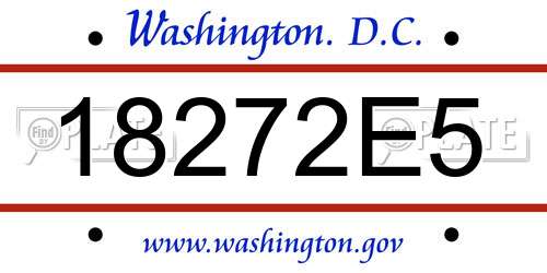 18272E5 District Of Columbia License Plate