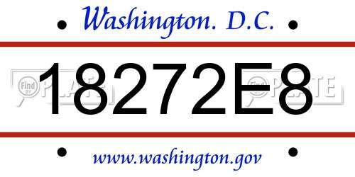 18272E8 District Of Columbia License Plate