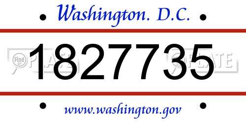 1827735 District Of Columbia License Plate