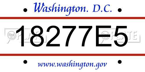 18277E5 District Of Columbia License Plate