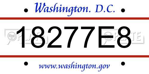 18277E8 District Of Columbia License Plate