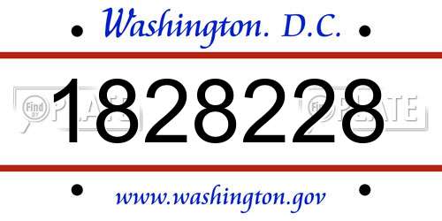 1828228 District Of Columbia License Plate