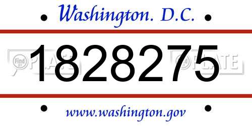 1828275 District Of Columbia License Plate
