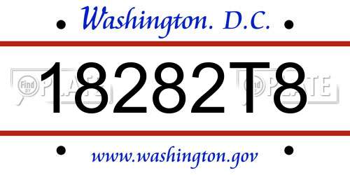 18282T8 District Of Columbia License Plate